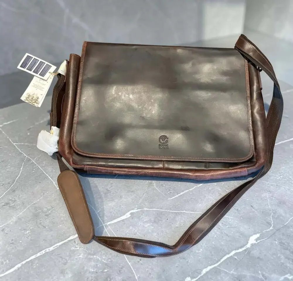 Rustic Town Genuine Leather Laptop Messenger Bag 16” x 13” briefcase